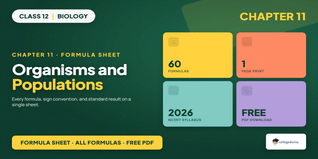 Organisms and Populations Class 12 Biology Formula Sheet 2026-27