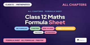 Ncert Formula Sheet Class 12 Maths