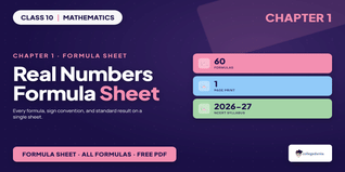 Class 10 Maths Chapter 1 Real Numbers Formula Sheet