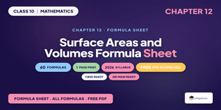 NCERT Formula Sheet Class 10 Maths Chapter 12 Surface Areas and Volumes