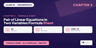 Class 10 Maths Chapter 3 Linear Equations Formula Sheet