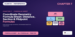 NCERT Class 10 Maths Chapter 7 Coordinate Geometry Formula Sheet 2026-27