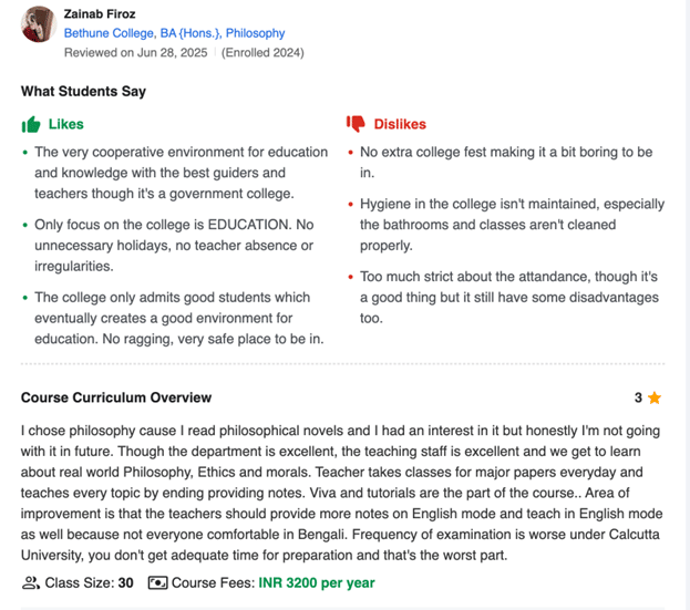 student review bethune college