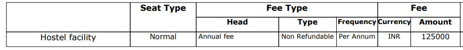 fee structure