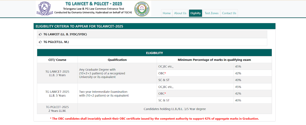 TS LAWCET 2026 Eligibility Criteria 