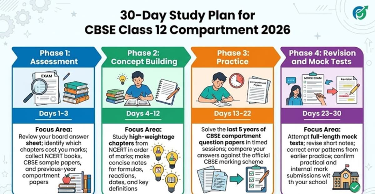 30 Day Study plan for CBSE Class 12 Compartment Exam