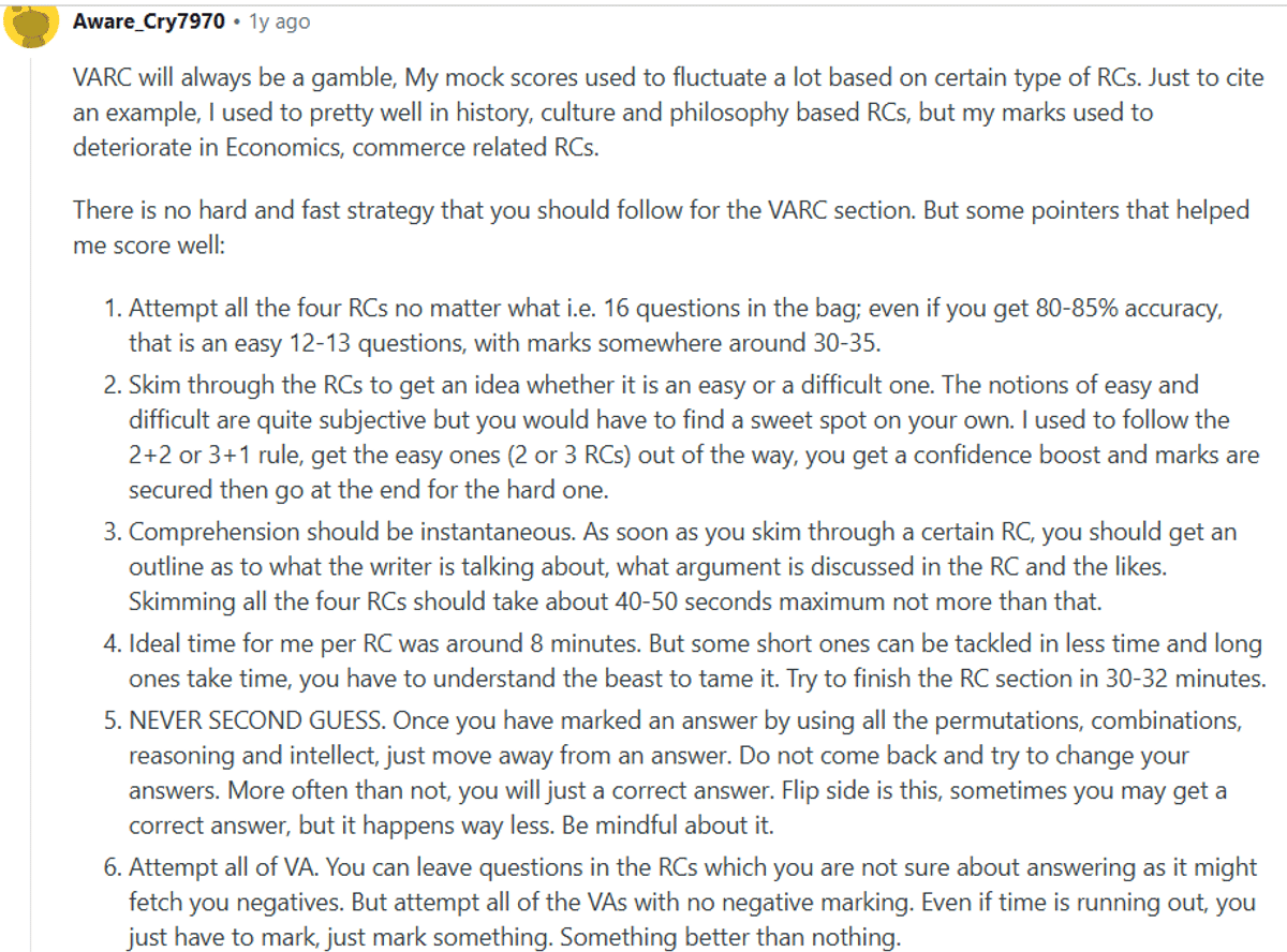 CAT 2025 Syllabus easy chapters in English: Quora & Reddit