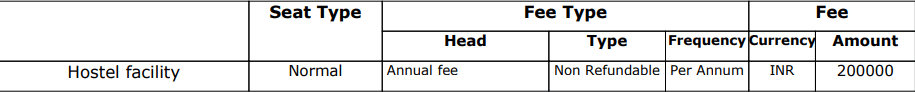 fee structure