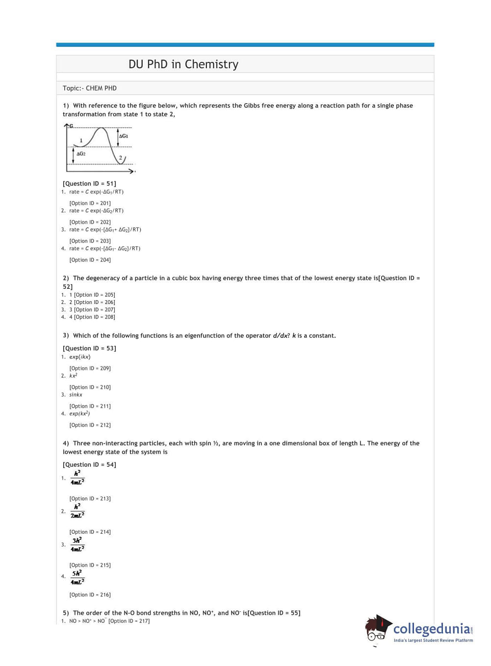 phd entrance exam question papers with answers pdf chemistry