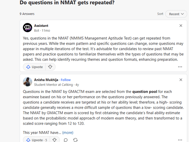 Topics With Repeated Questions in NMAT