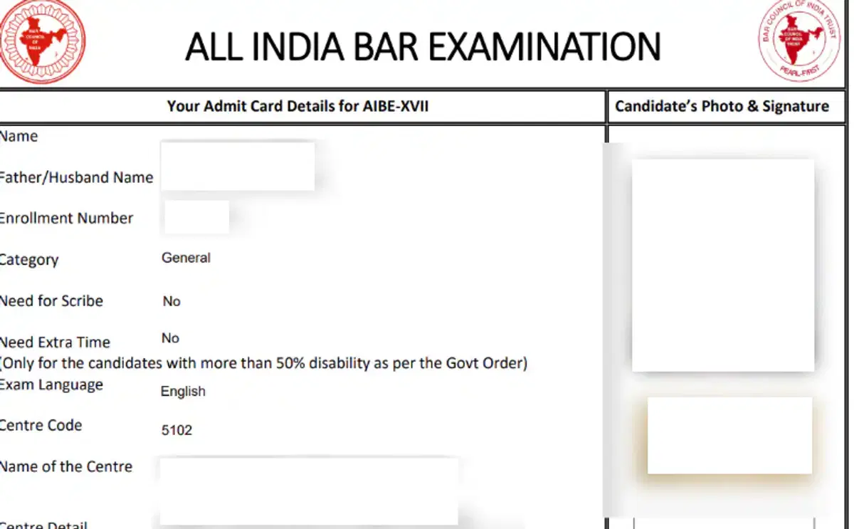 AIBE Admit card