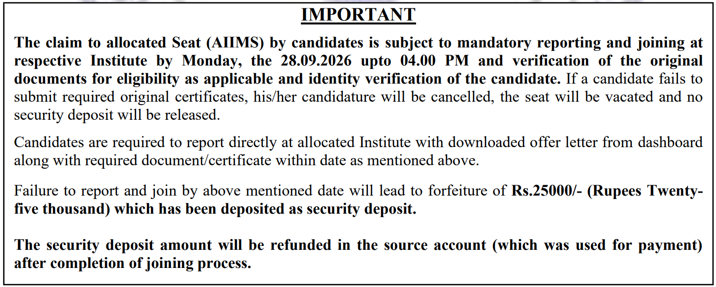 AIIMS M.Biotech Open Round 2026 Key Dates