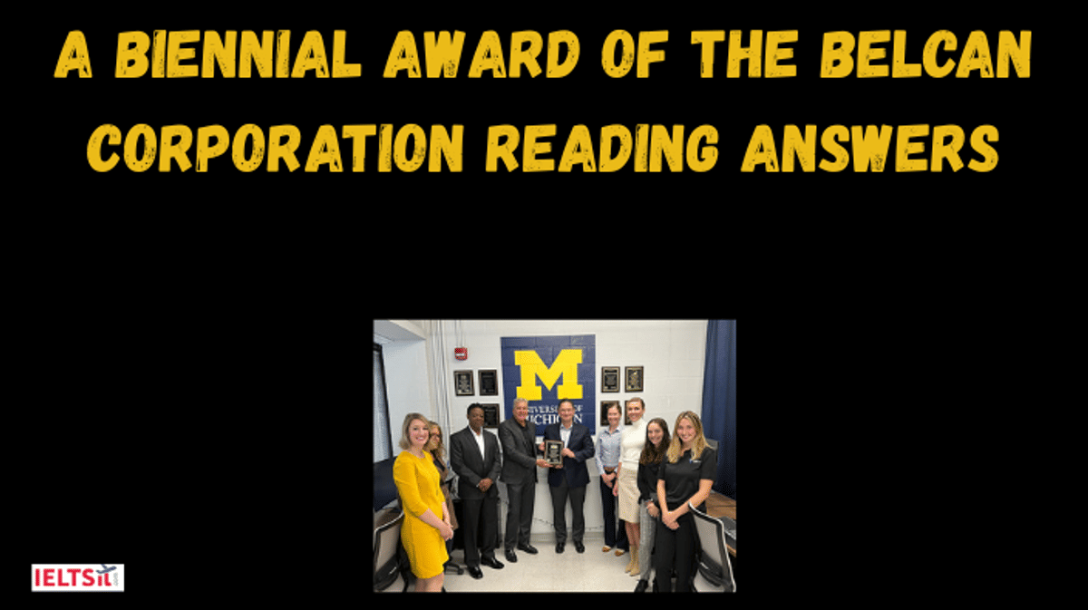 A Biennial Award of the Belcan Corporation Reading Answers