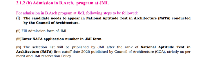 Admission in BArch of Jamia