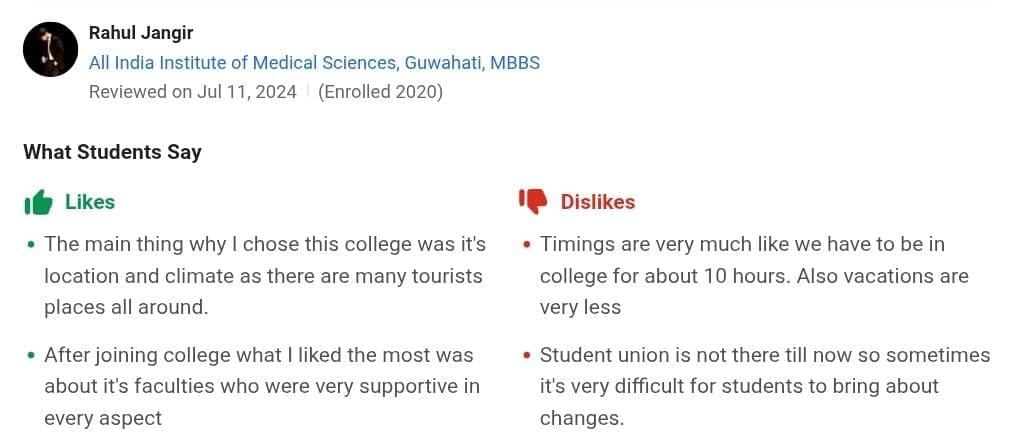 AIIMS Guwahati Student Review