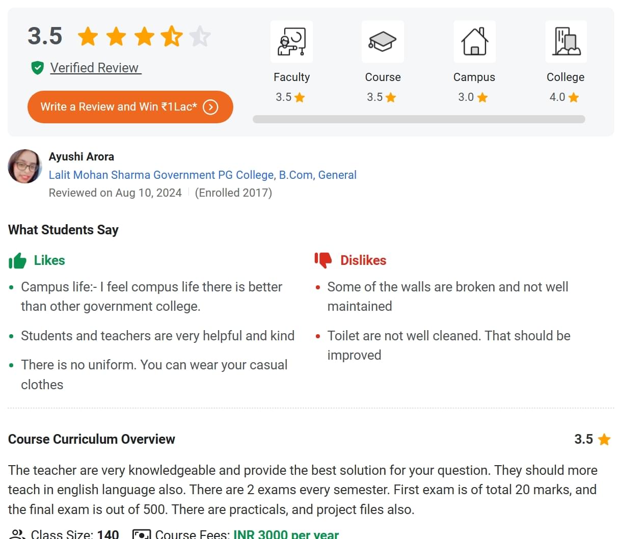 Lalit Mohan Sharma Governement PG College Student review
