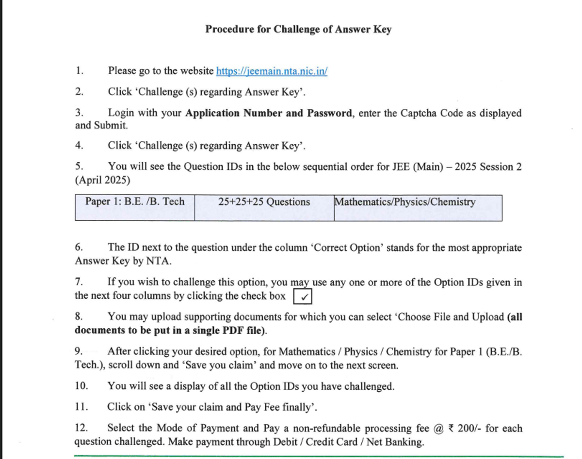 Step-by-step Process to Challenge the JEE Main 2026 Answer Key