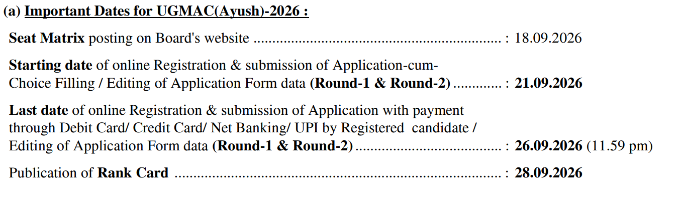 Bihar UGMAC AYUSH 2026