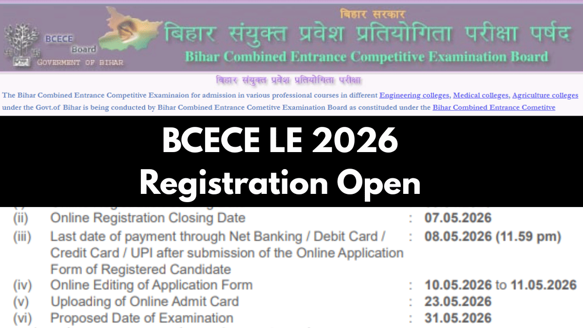 BCECE LE 2026 Registration Open