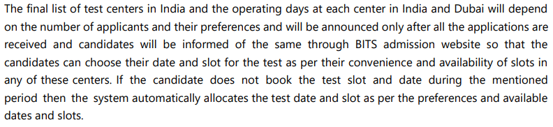 BITSAT Exam Centers in India
