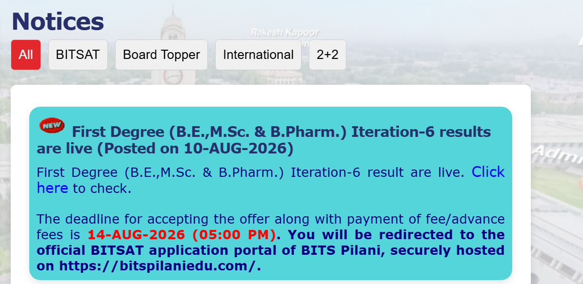 BITSAT 2026 Iteration 6