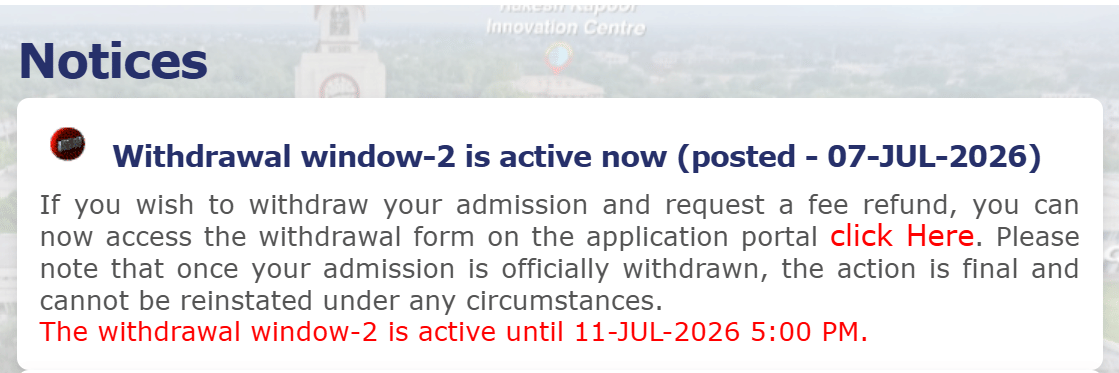 BITS HD 2026 Withdrawal Window 2 Opens Deadline July 11