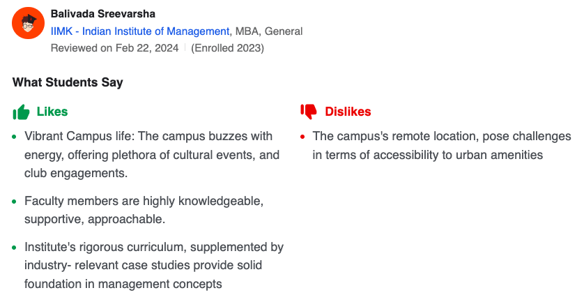 IIM Kozhikode Student Review