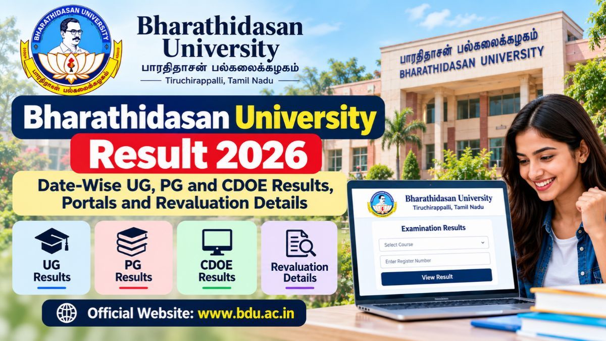 Bharathidasan University Result 2026: Date-Wise UG, PG and CDOE Results, Portals and Revaluation