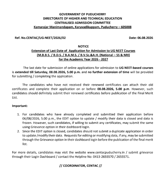 CENTAC NEET UG 2026 Counselling
