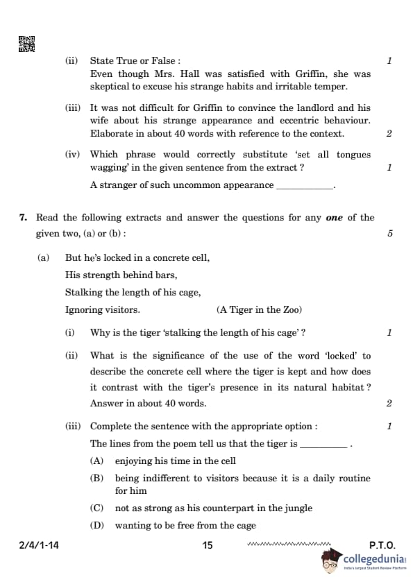 CBSE Class 10 English Question Paper 2024 (Set 1 - 2/4/1) Available ...