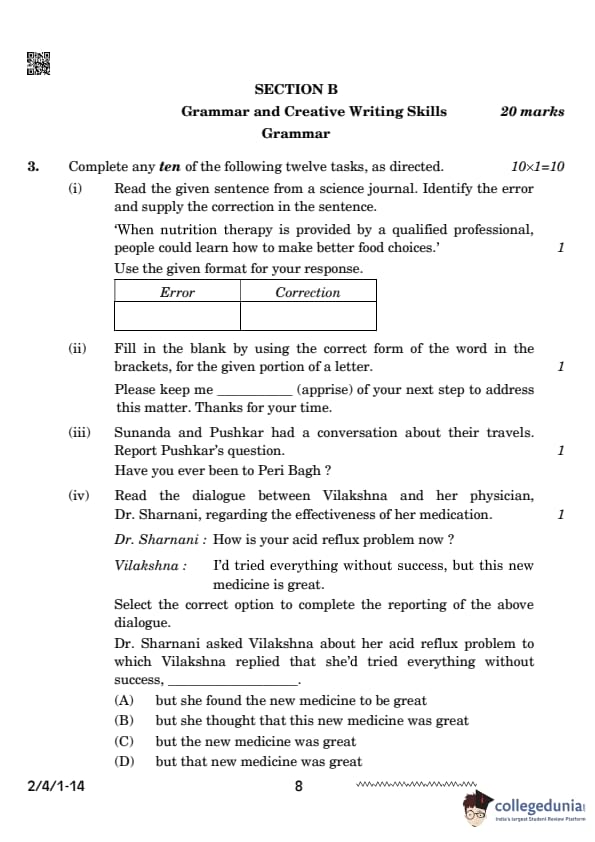 CBSE Class 10 English Question Paper 2024 (Set 1 - 2/4/1) Available ...