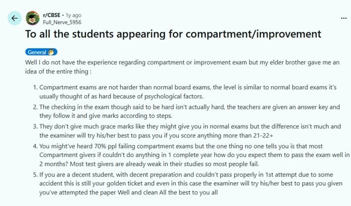 CBSE Class 12 compartment exam reddit discussion