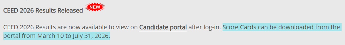 CEED 2026 Scorecard Available