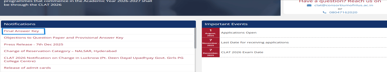 CLAT Final Answer Key