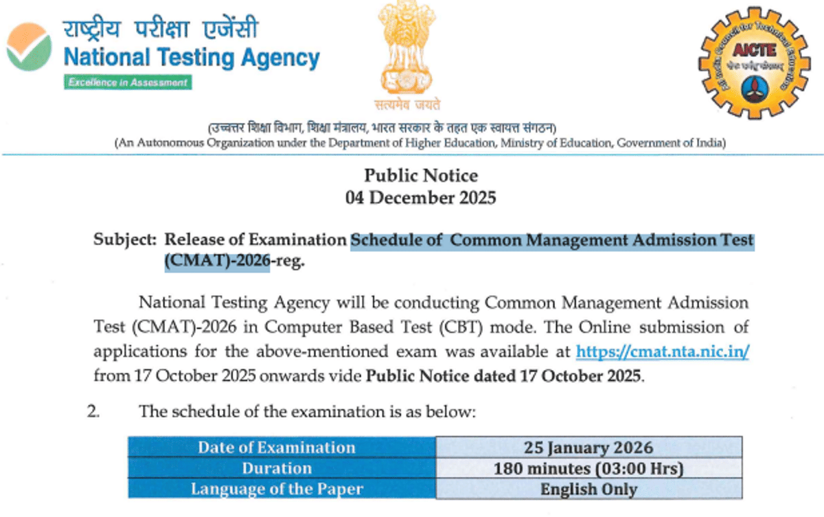 CMAT Exam dates 2026