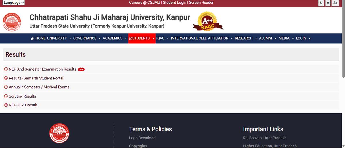 CSJM Result portal 