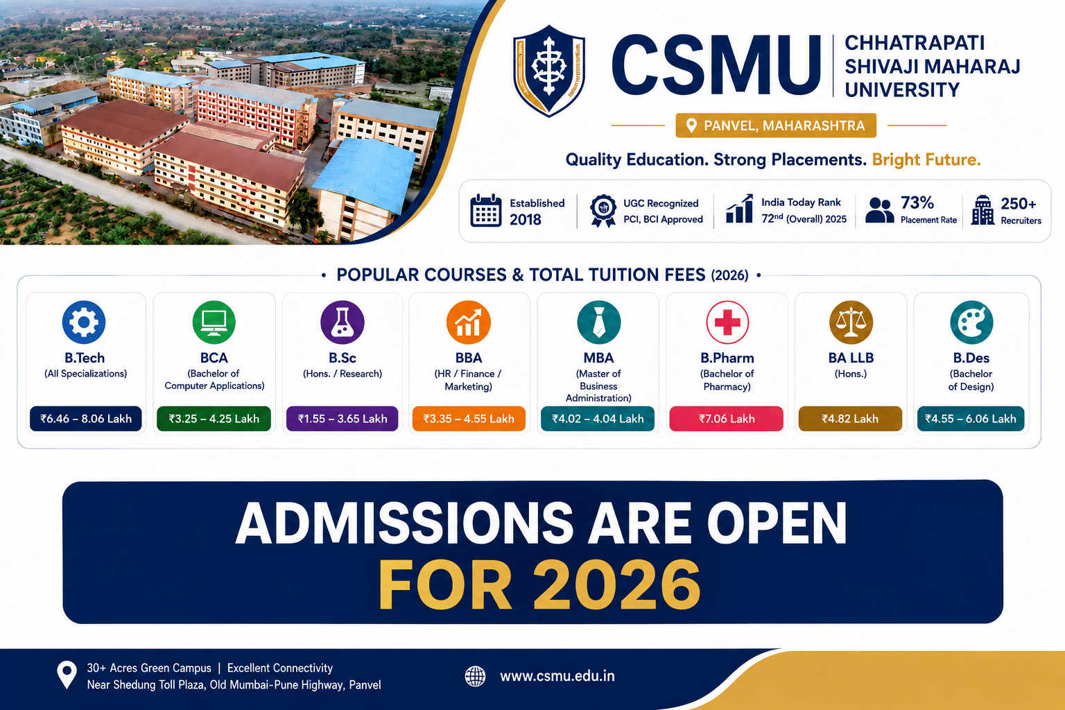 ​ CSMU Admissions 2026, CSMU Courses & Fees 2026, CSMU Admission Highlights, CSMU Course Overview, Admissions Open at CSMU, CSMU Fee Structure, CSMU 2026 Overview, CSMU Academic Programs, CSMU Panvel Admissions, CSMU Courses & Placements, CSMU Admission Poster, CSMU Fee Highlights, CSMU Course Details, CSMU Admission Infographic, CSMU Campus Highlights, CSMU Programs & Fees, CSMU Admission Guide, CSMU Course Snapshot, CSMU Admission Overview, CSMU 2026 Infographic.