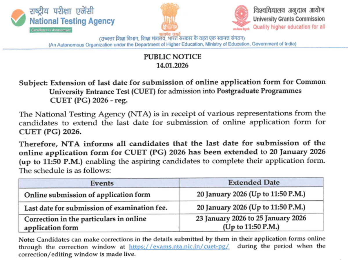 CUET PG date extendedf