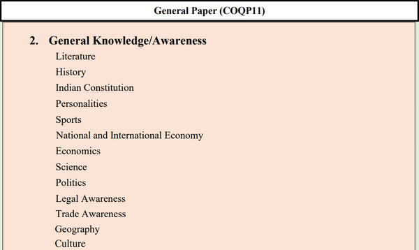 General test syllabus 