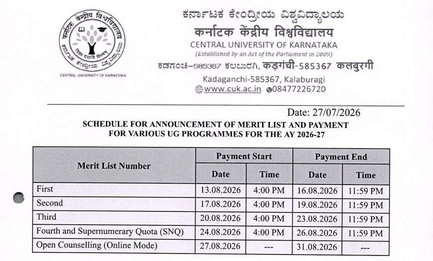 CUK UG Admission 2026-27