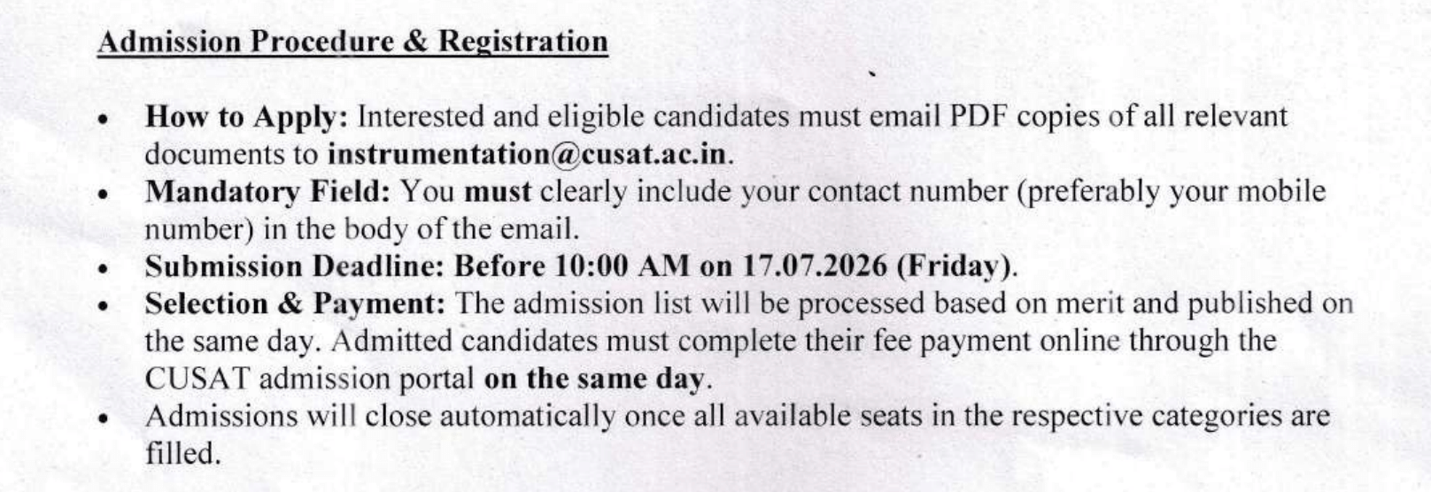 CUSAT MBA 2026 Second Real Time