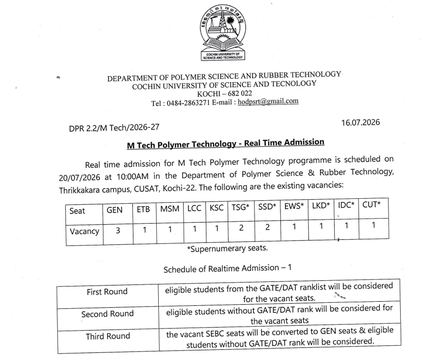 CUSAT 2026