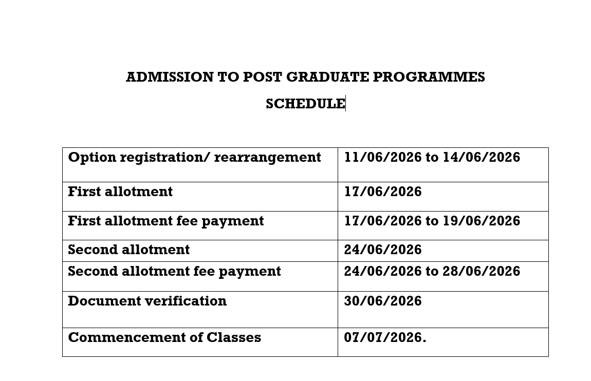 CUSAT CAT 2026 PG Round 1 Allotment