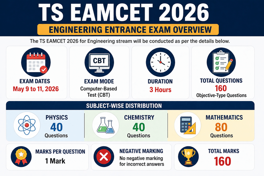 TS EAMCET 2026 Engineering Exam Pattern and Schedule