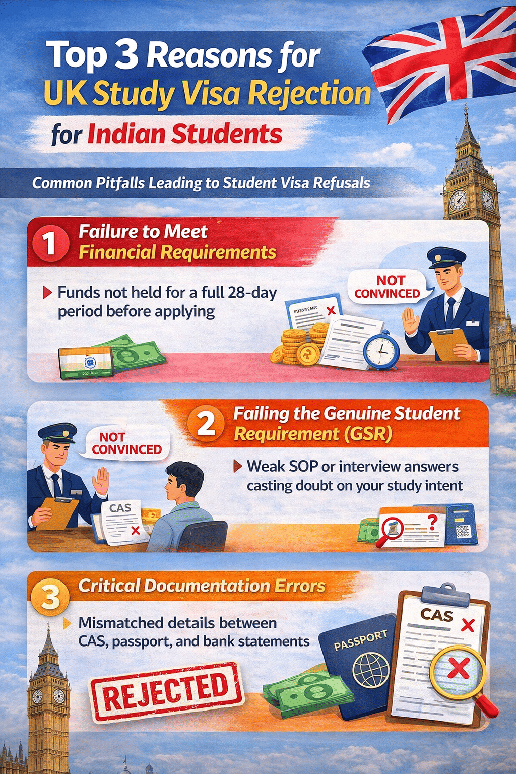 Top 3 reasons for UK visa rejection for Indians