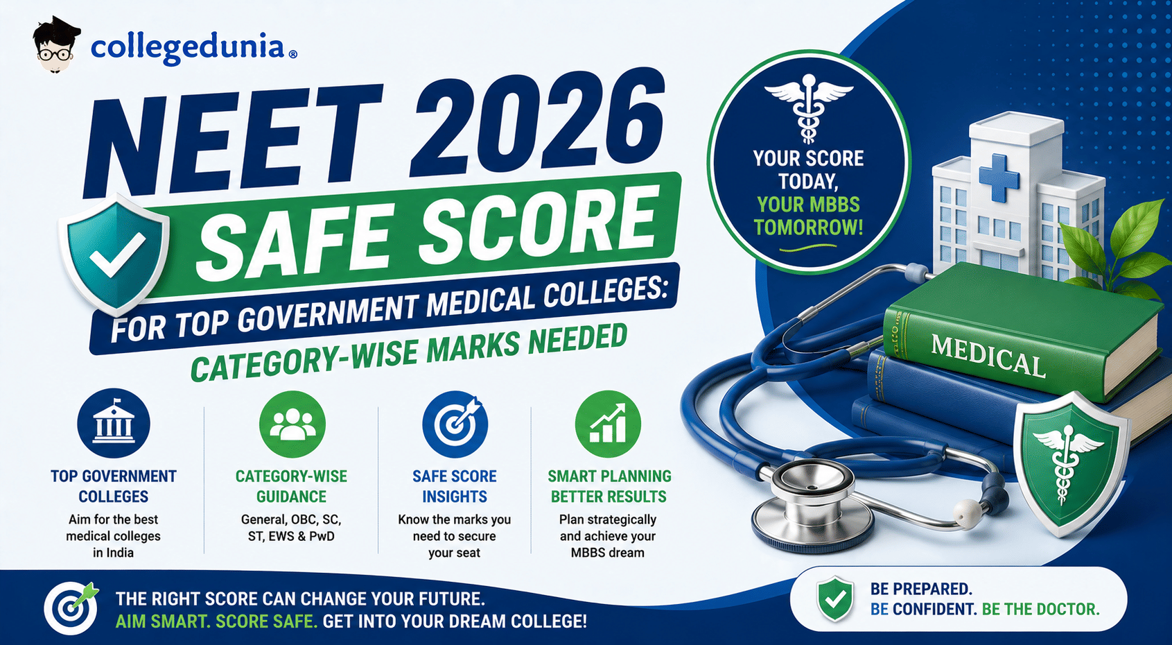 NEET 2026 Safe Score for Top Government Medical Colleges: Category-Wise Marks Needed