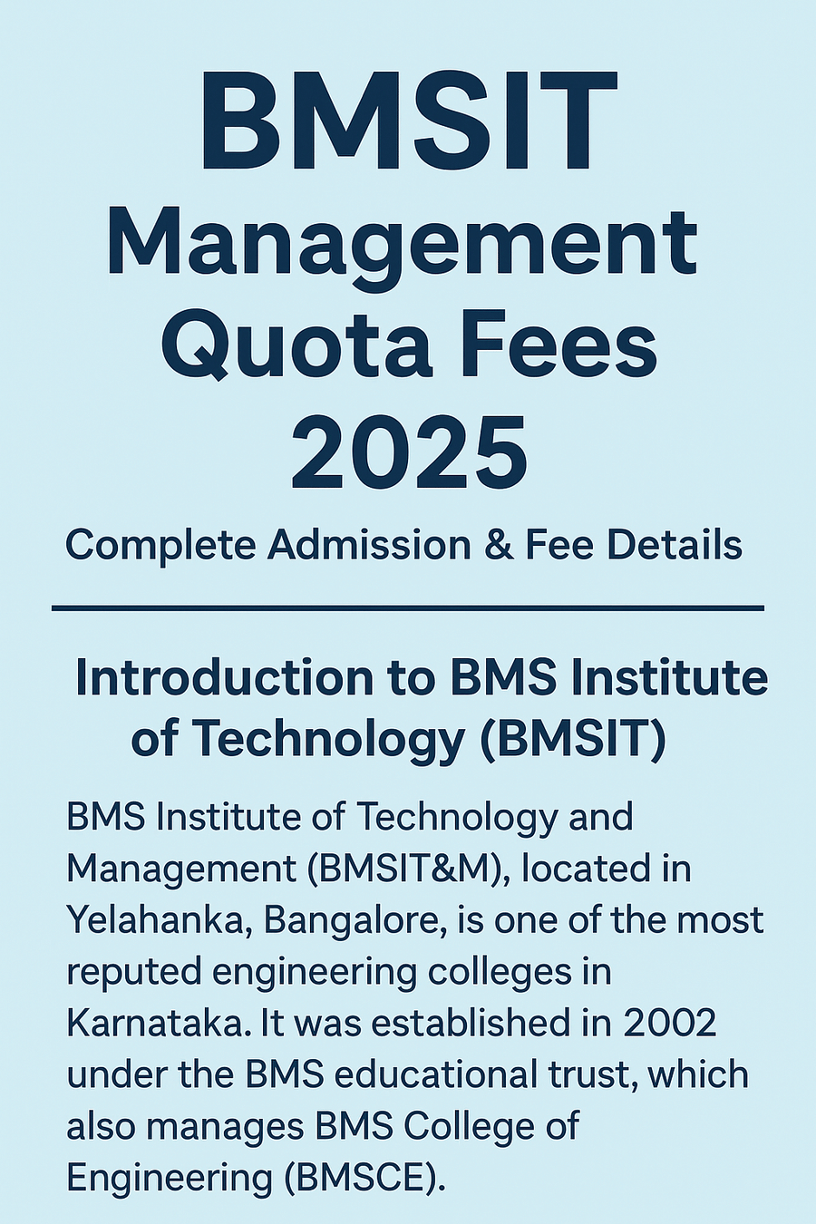 BMSIT Management Quota Fees
