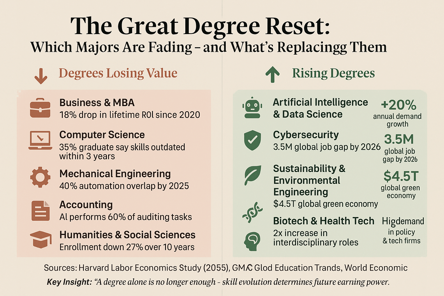 Harvard Survey - Top Degrees Losing Value