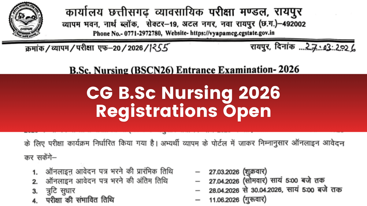 Chhattisgarh B.Sc Nursing 2026
