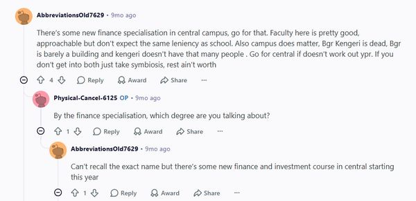 Christ Bangalore reddit discussion on admission to BBA course